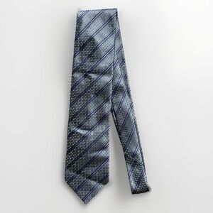 Ermenegildo Zegna Men's Textured Woven Silk Stripped Tie Made In Italy 100% Silk